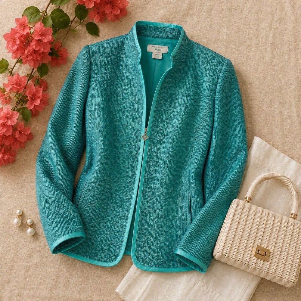 Vintage Laura Ashley Petite Seafoam Shimmer Jacket PM